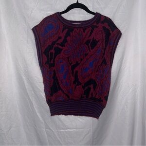 Evan Picone Vest Vintage 90’s Patterned Knit Sleeveless Top wool Shirt